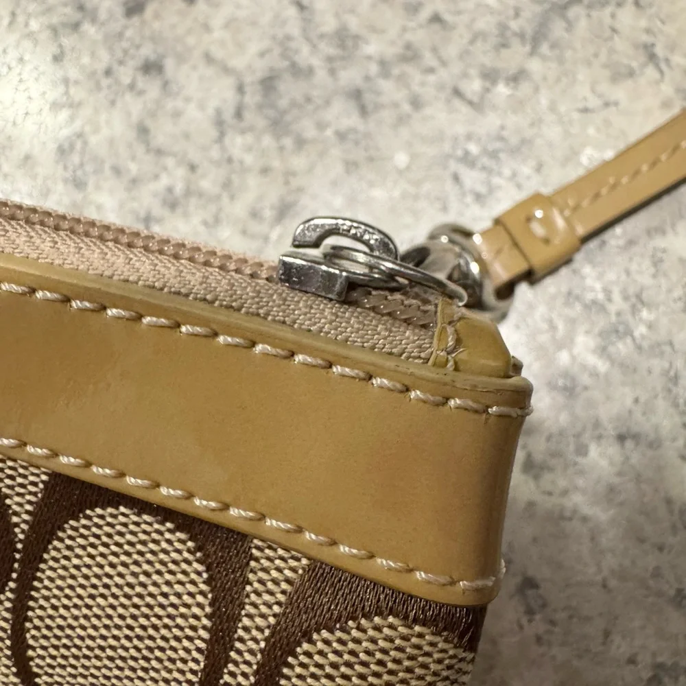 Coach Signature Camel/Tan Canvas Wristlet